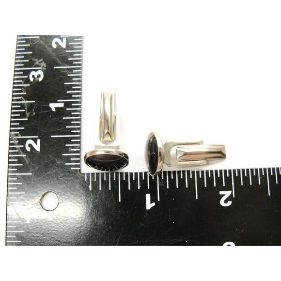 Classic Round Pioneer Black & Silver-Tone Cufflinks Tux Shirt Dress Suit Vintage - Picture 6 of 7